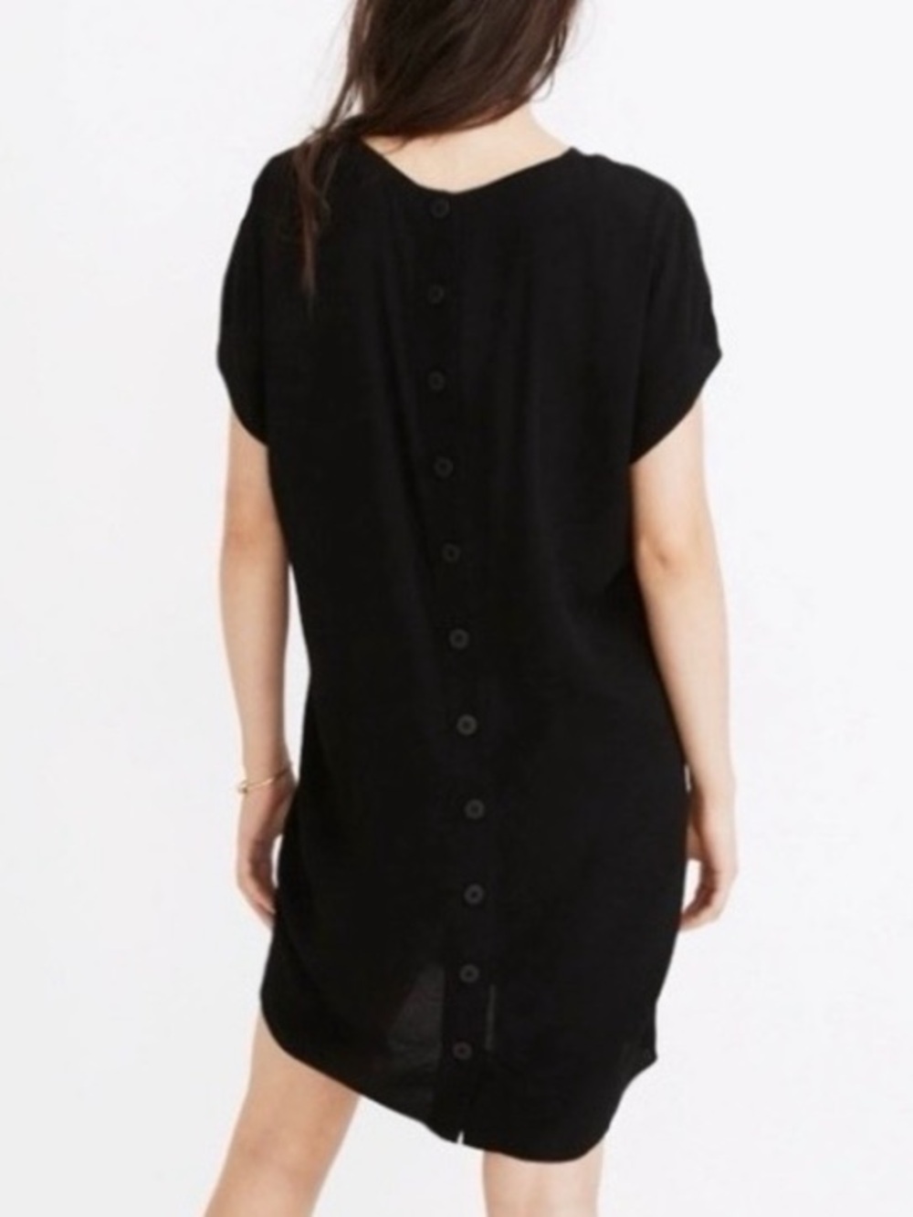 Madewell Black Button Back Shift Dress Tunic Size Small Minimalist